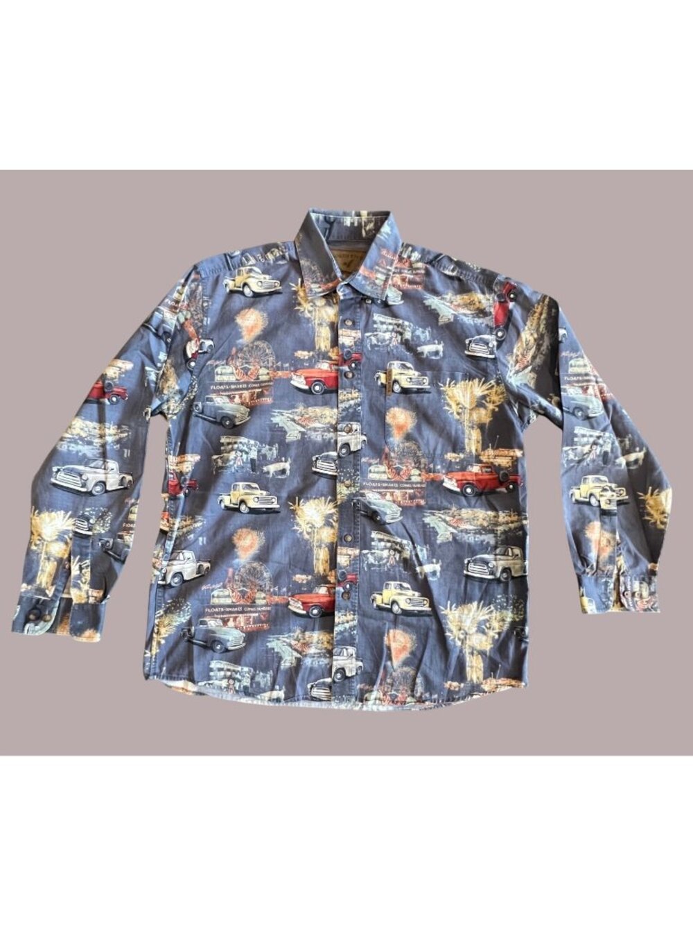 North River Mens Medium Long Sleeve 100% Cotton Button-Up Shirt With Vintage Tru